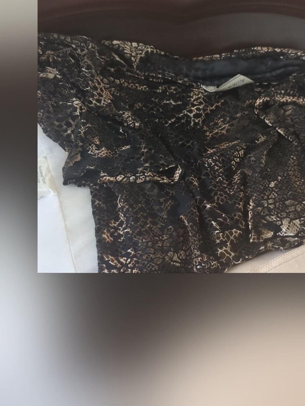 Animal Print Ruffle Blouse - Black & Brown